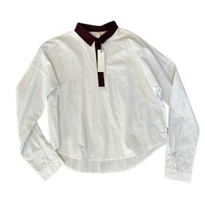 *AVA & LU* Girls White Red Abstract Collared Button-Up Shirt Blouse size XL NWT